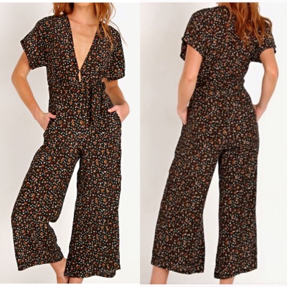 Faithfull the Brand La Contrie Alena Floral Boho Wide Leg Cottage Jumpsuit 10/XL